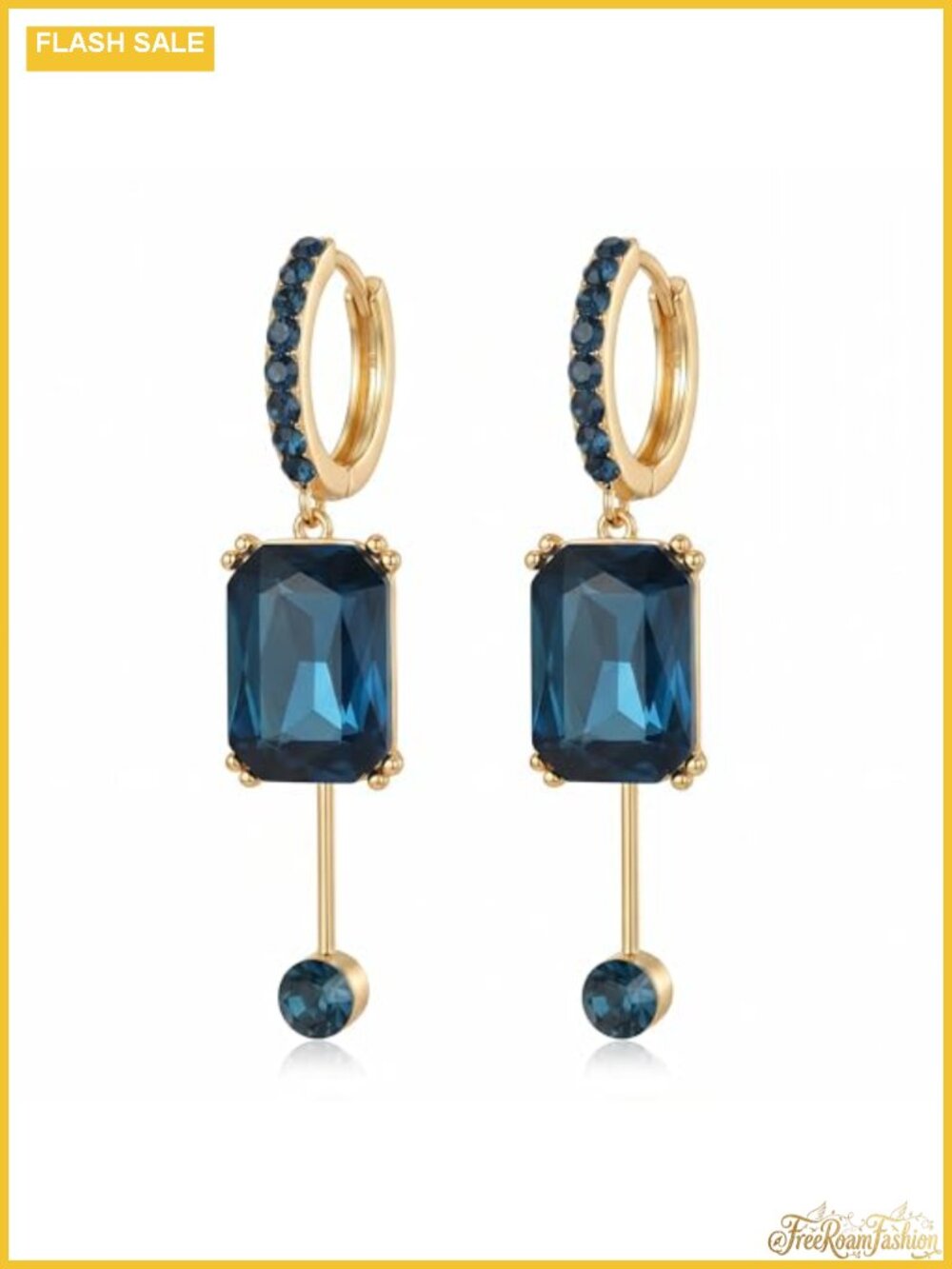 Gold Tone Leverback Hoop Dangle Earrings Crystal Pendant Drop